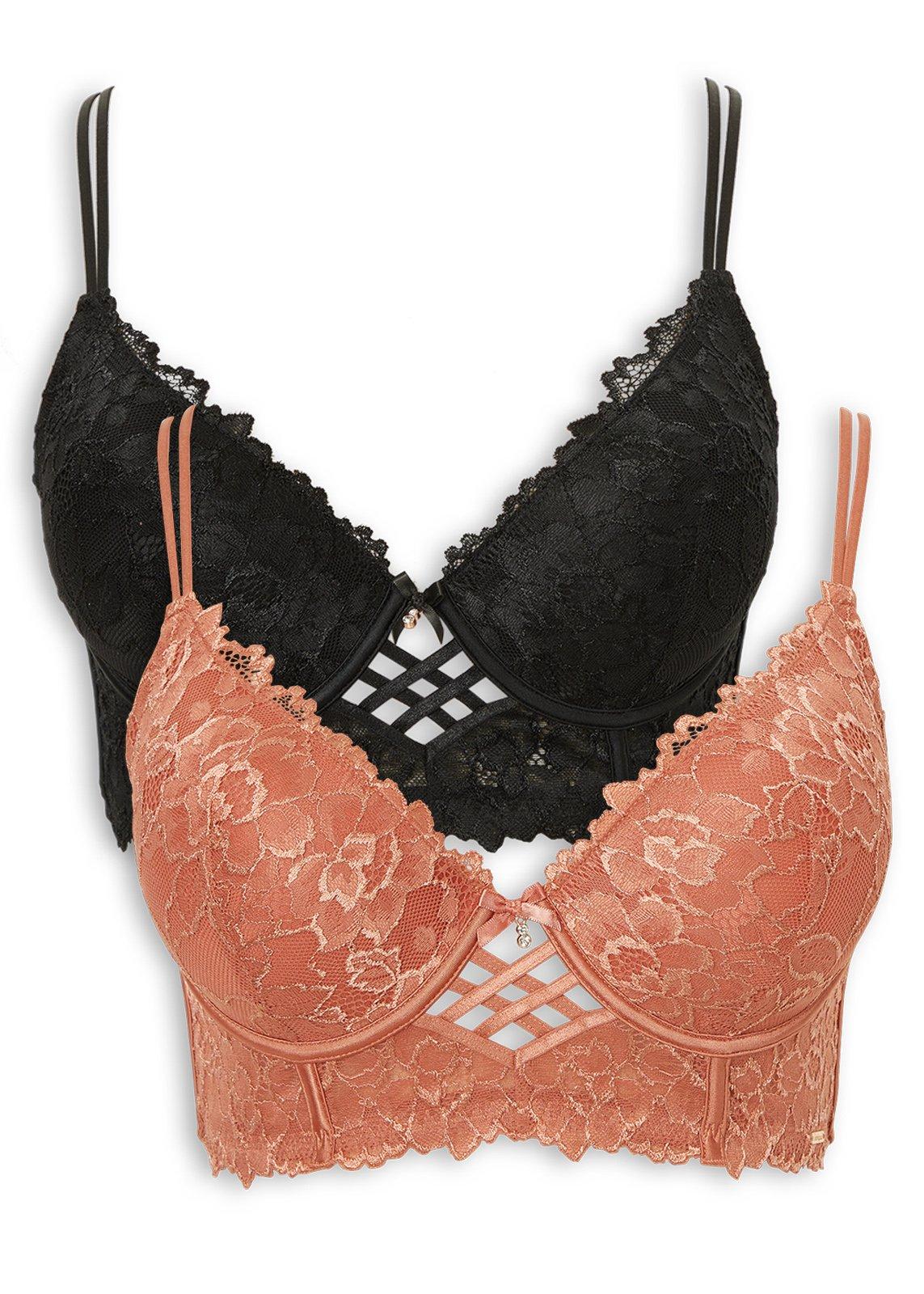 2-Pack Orange & Black Plunge Bras (3234425) | Truworths
