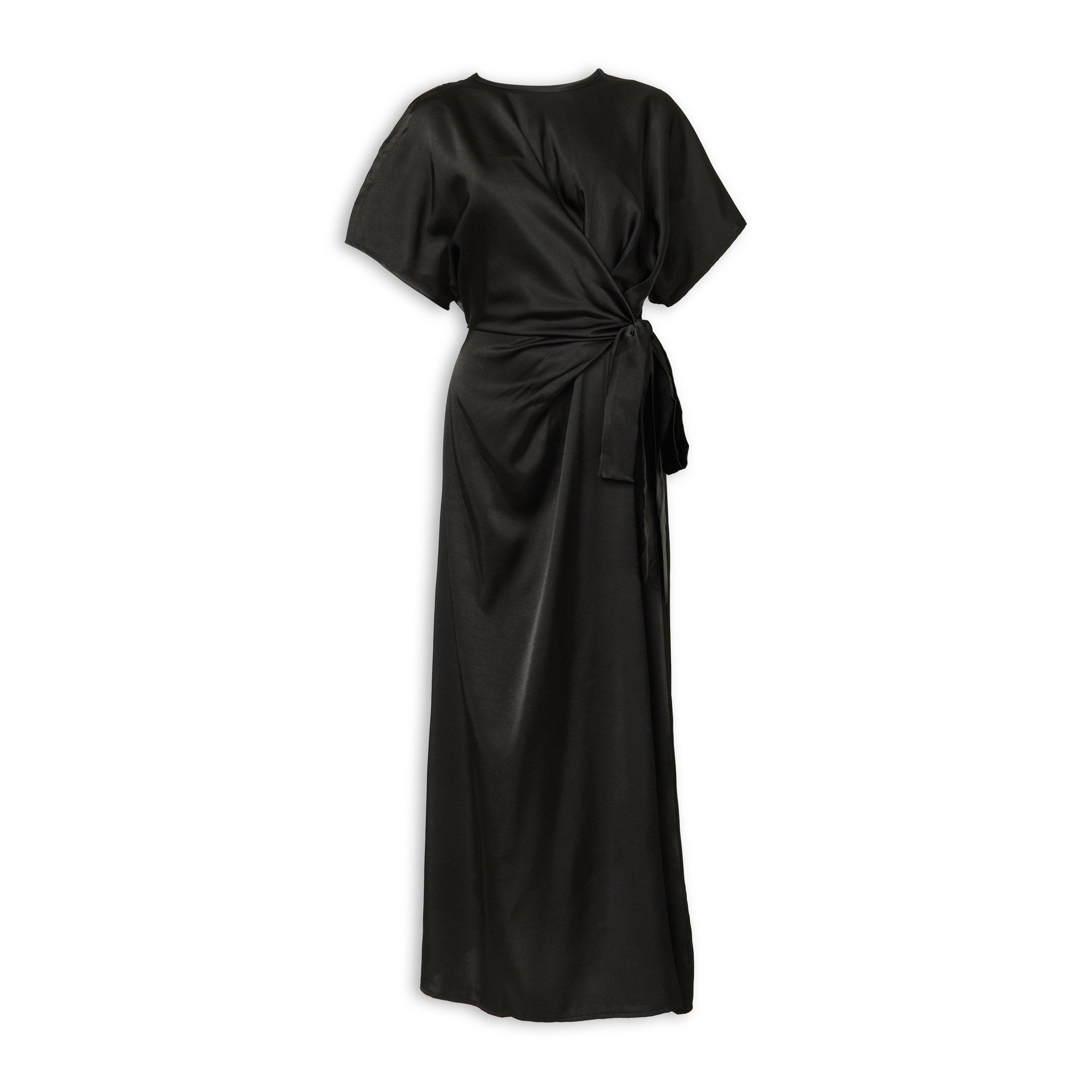 Black Satin Tie Maxi Dress (3234449) | X&O Ladies