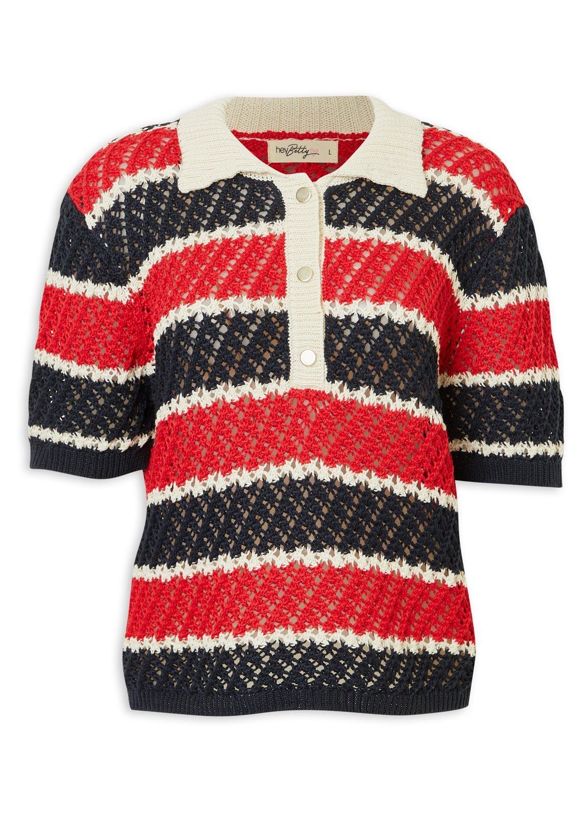 トップス orimi 24ss GLITTER KNIT POLO Glitzy polo shirt jumper - Green print