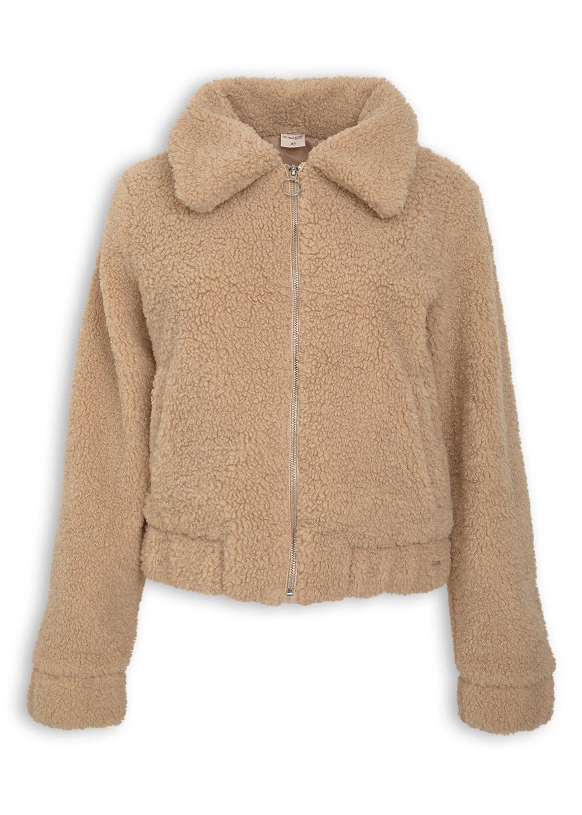 Tan Teddy Zip Thru Jacket (3234498) | OUTBACK RED