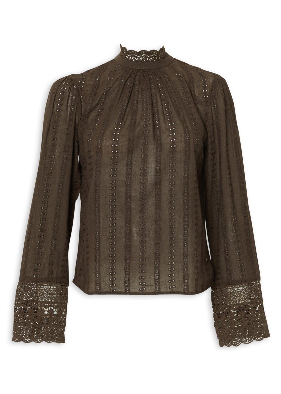トップス MM Brown Lace Long Sleeve Mock-Neck Top (3234682) | OUTBACK RED