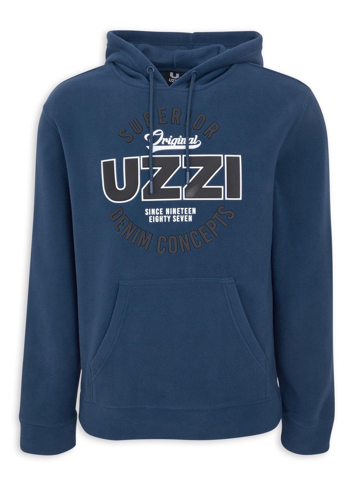 French Blue Graphic Fleece Hoodie (3234833) | UZZI