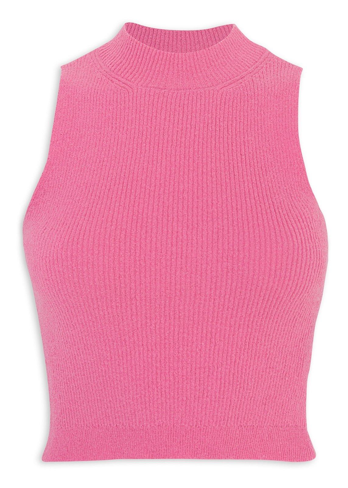 Pink Ribbed Mock Neck Tank Top (3235020) | Inwear