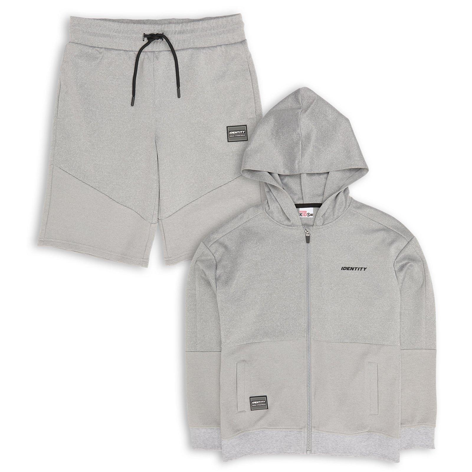 Grey Scuba Zip Thru Top and Short Set (3235035) | Identity