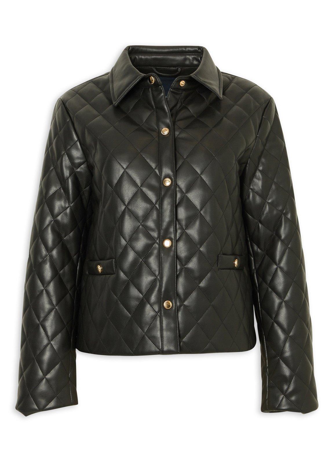 Black Quilted Faux Leather Jacket (3235083) | Daniel Hechter