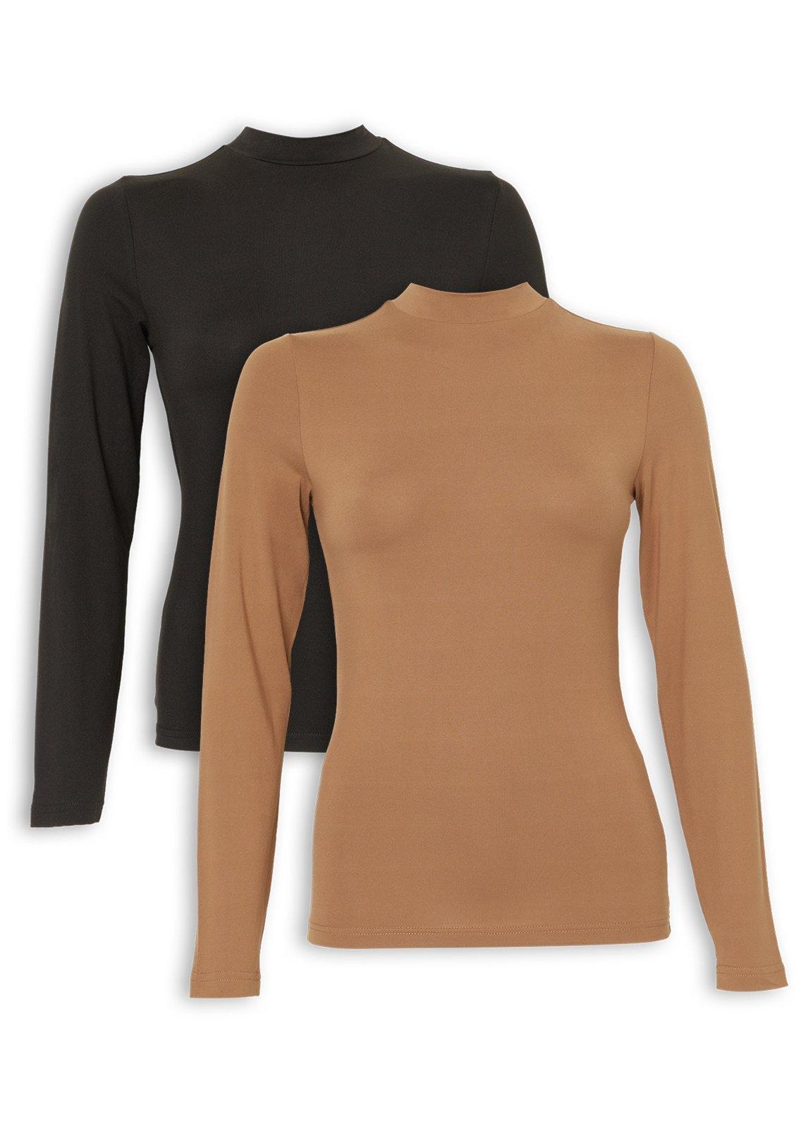 2-Pack Tan and Black Turtleneck Tops (3235214) | Basix