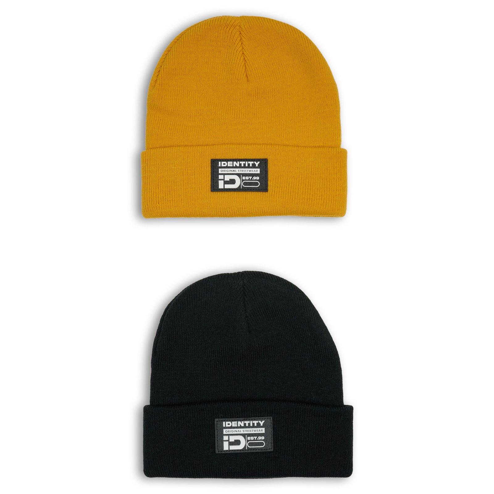 2-Pack Ochre and Black Beanies (3235331) | Identity
