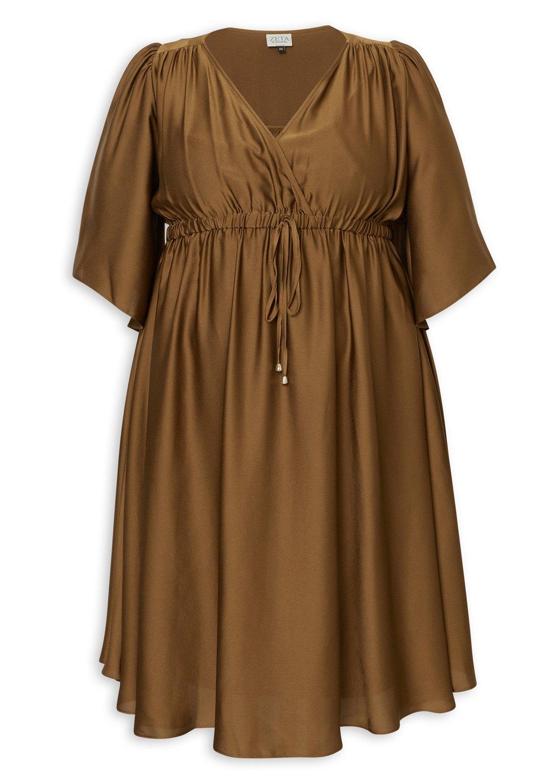 Bronze Empire Waist Plus Size Dress (3235496) | Zeta
