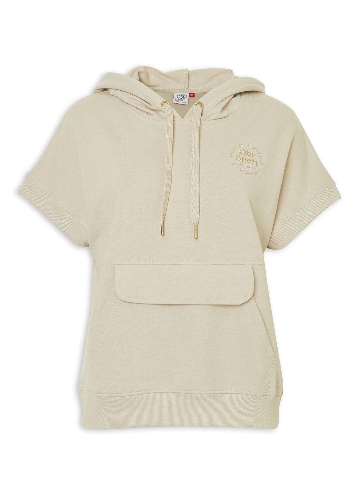 Beige Short Sleeve Sporty Hoodie (3235748) | OUTBACK RED