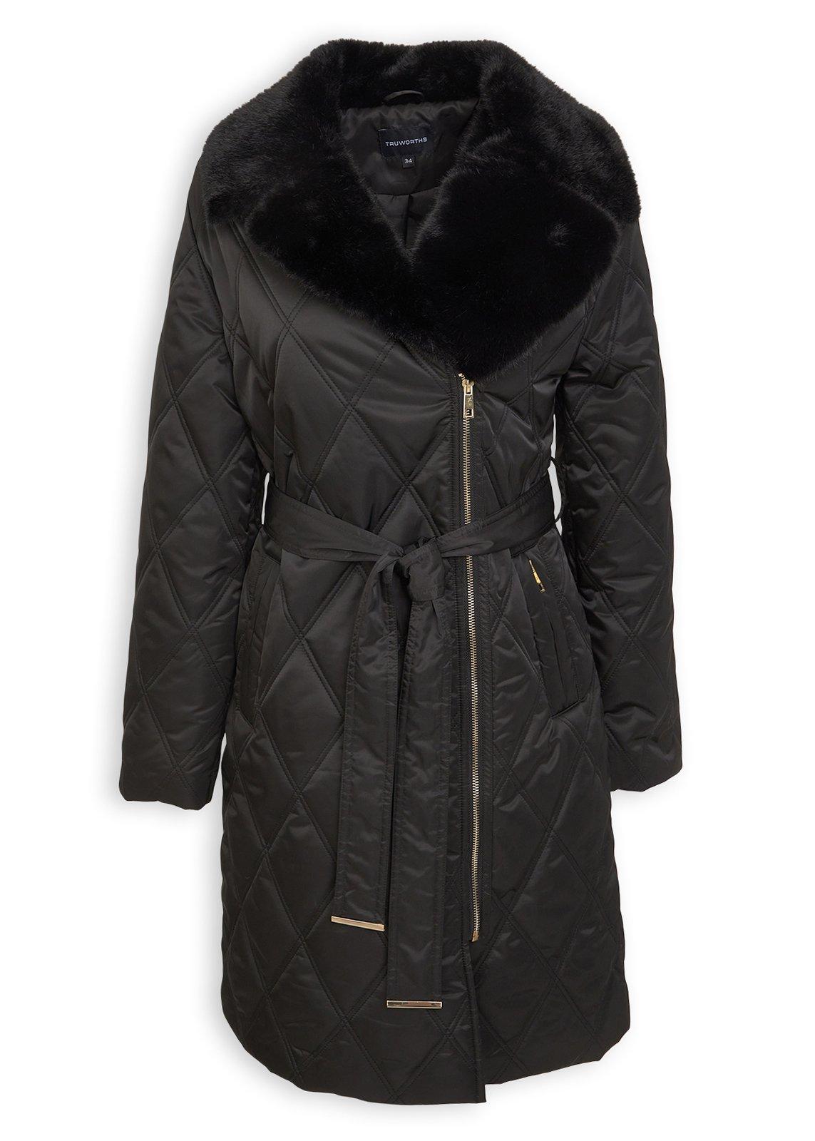 Black Faux Fur Trim Puffer Jacket (3235795) | Truworths