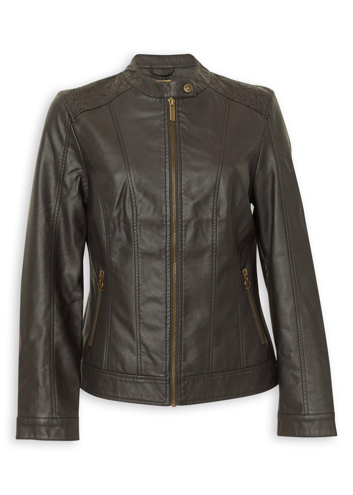 Brown PU Biker Jacket (3235811) | Ginger Mary