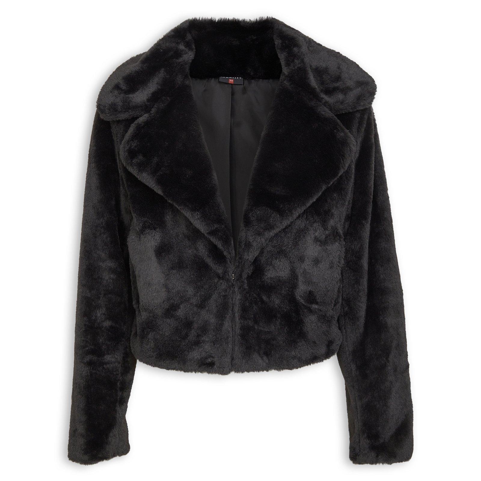 Black Faux Fur Jacket (3236113) | Identity