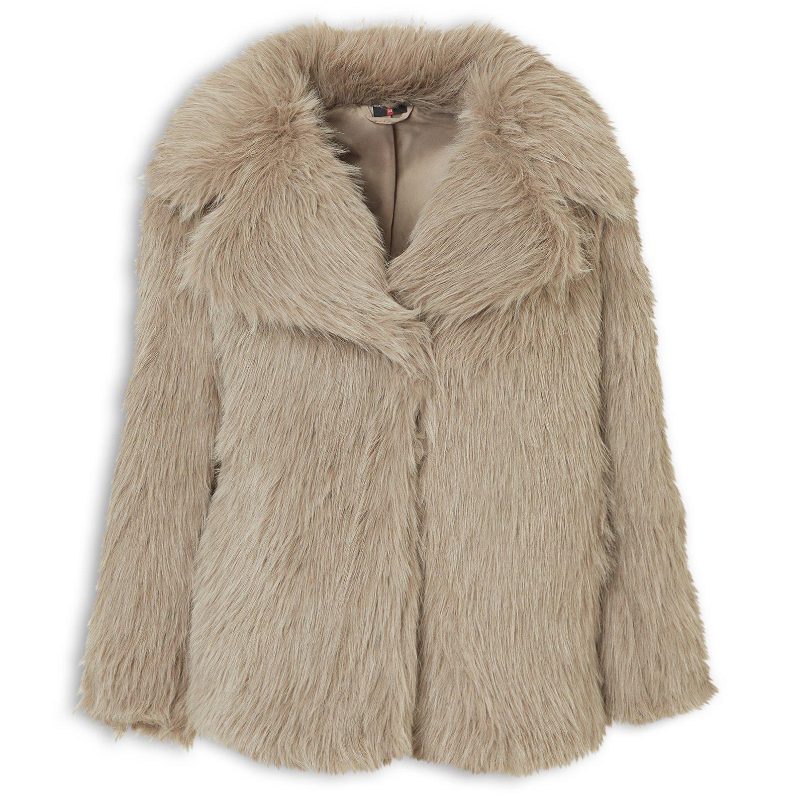 Mocha Longer Pile Fur Jacket (3236194) | Identity
