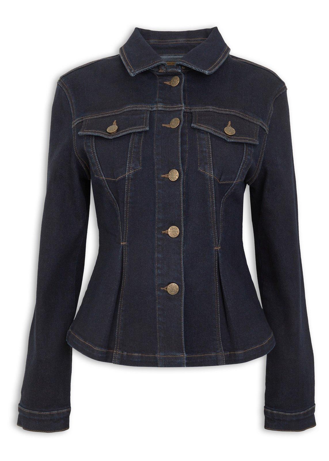 Dark Blue Denim Peplum Jacket (3236329) | Ginger Mary