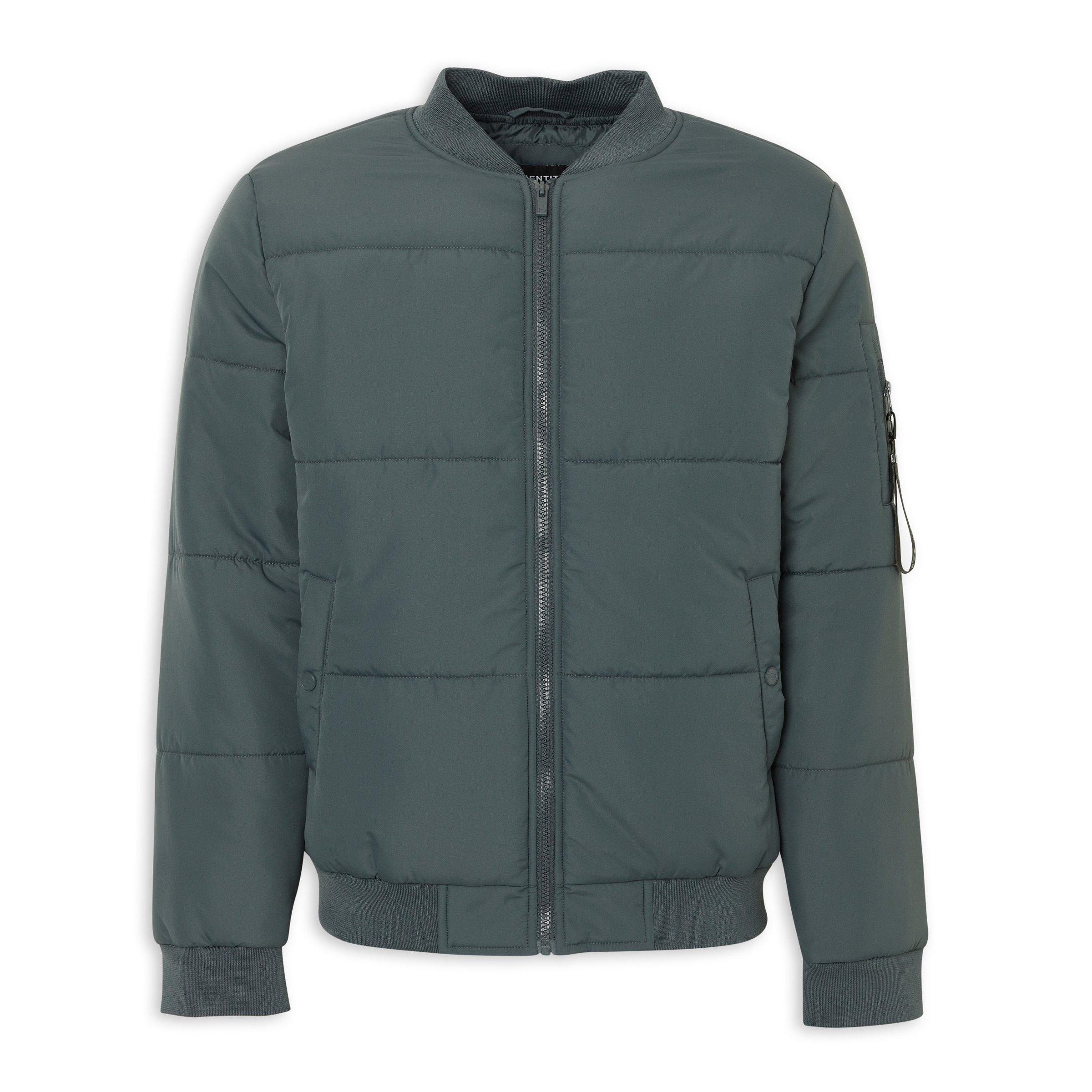 Charcoal Grey Wadded Bomber Jacket (3236361) | Identity