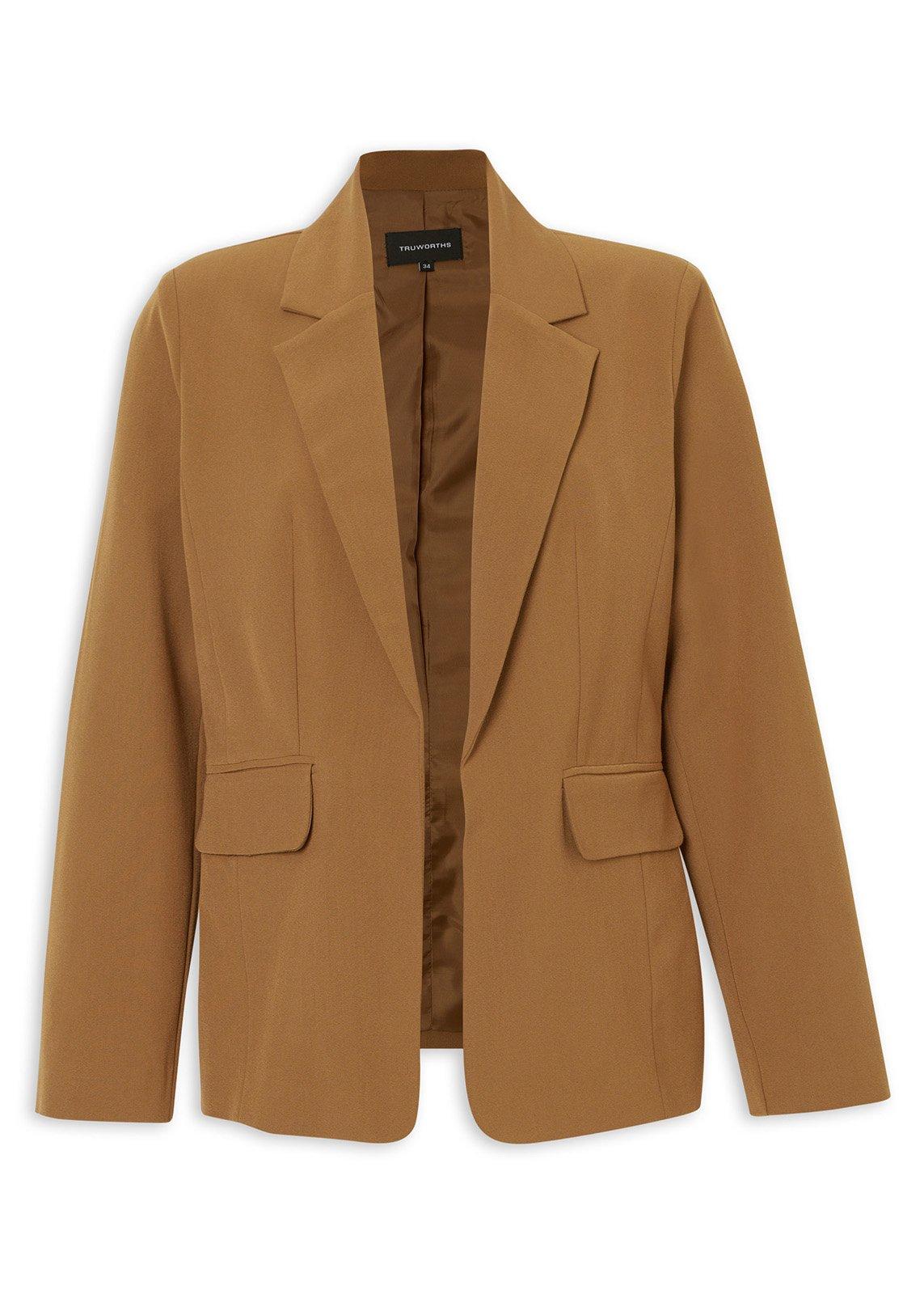 Tan Tailored Open-Front Blazer (3236576) | Truworths