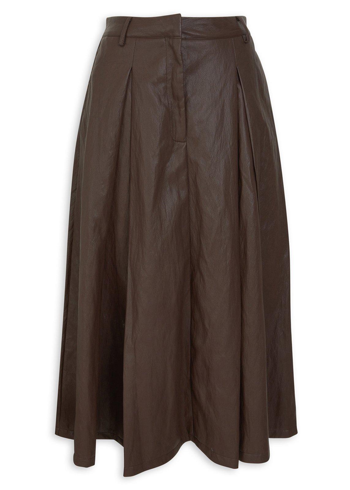 Brown Faux Leather Pleated Midi Skirt (3236578) | Truworths