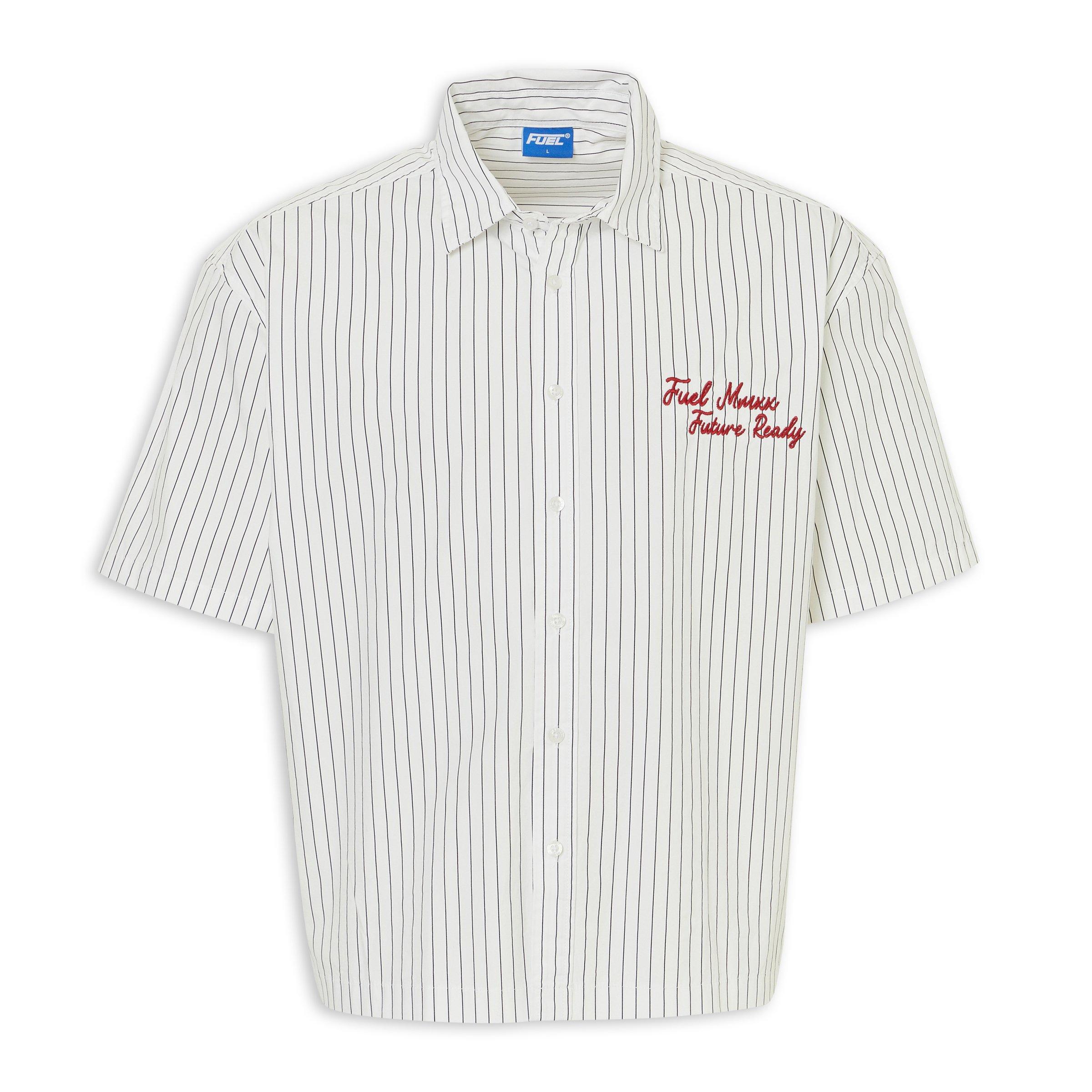 White Boxy Pin Stripe Shirt (3236690) | Fuel