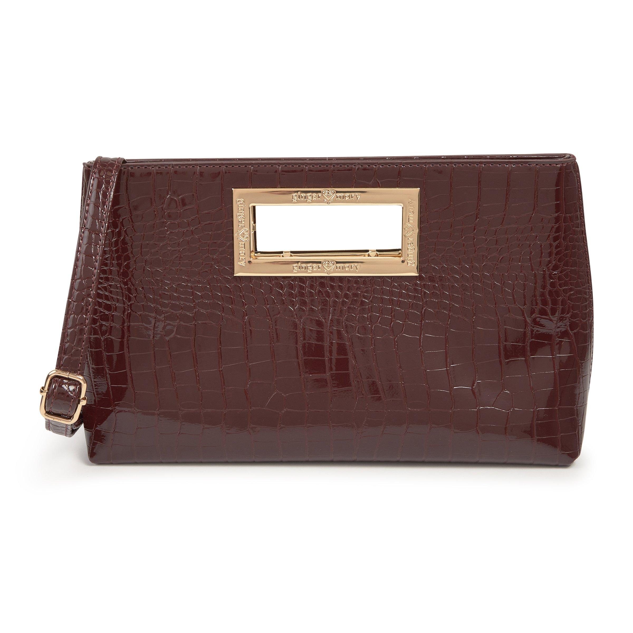 Mock-Croc Burgundy Clutch (3237120) | Ginger Mary