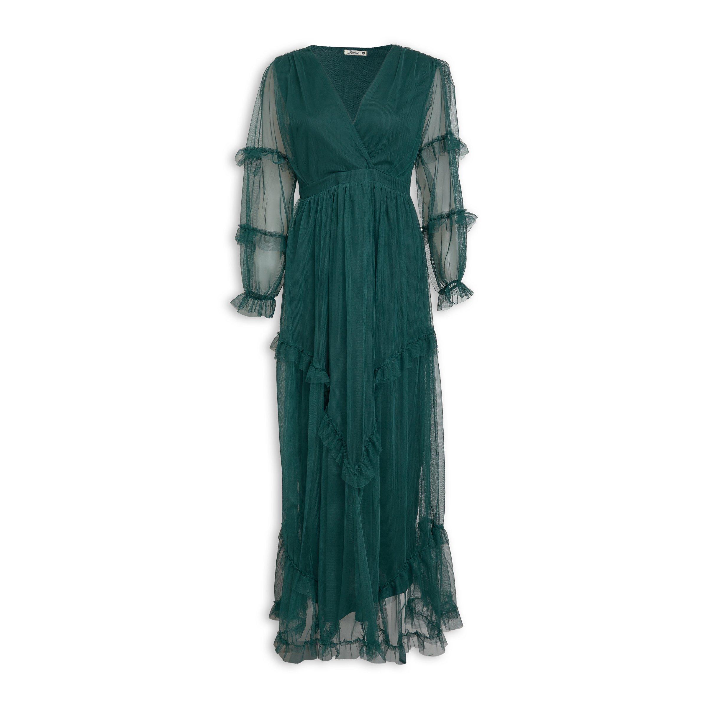 Green Frilled Tulle Dress (3237159) | Kameo