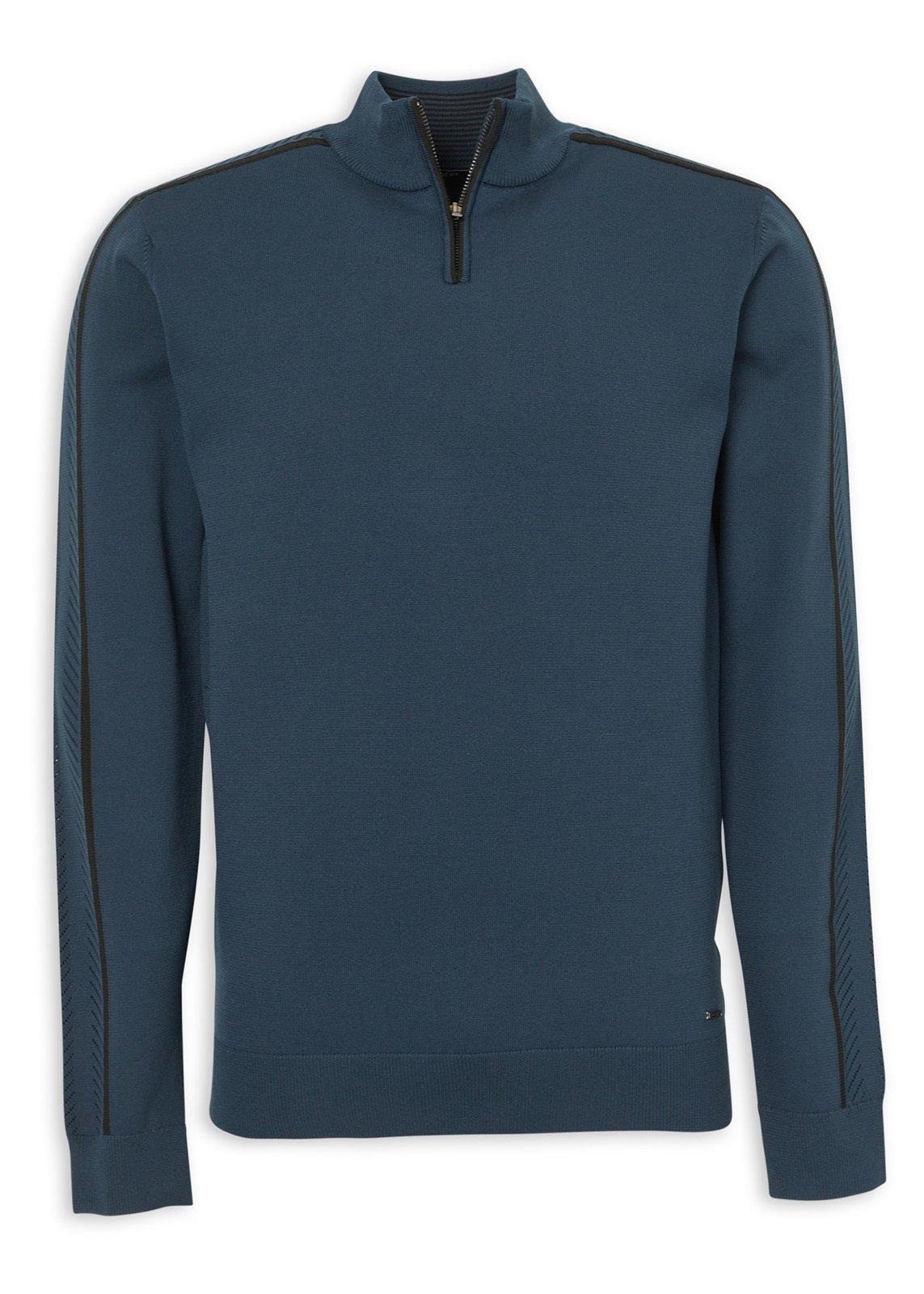 Blue Quarter-Zip Knit Sweater (3237480) | UZZI