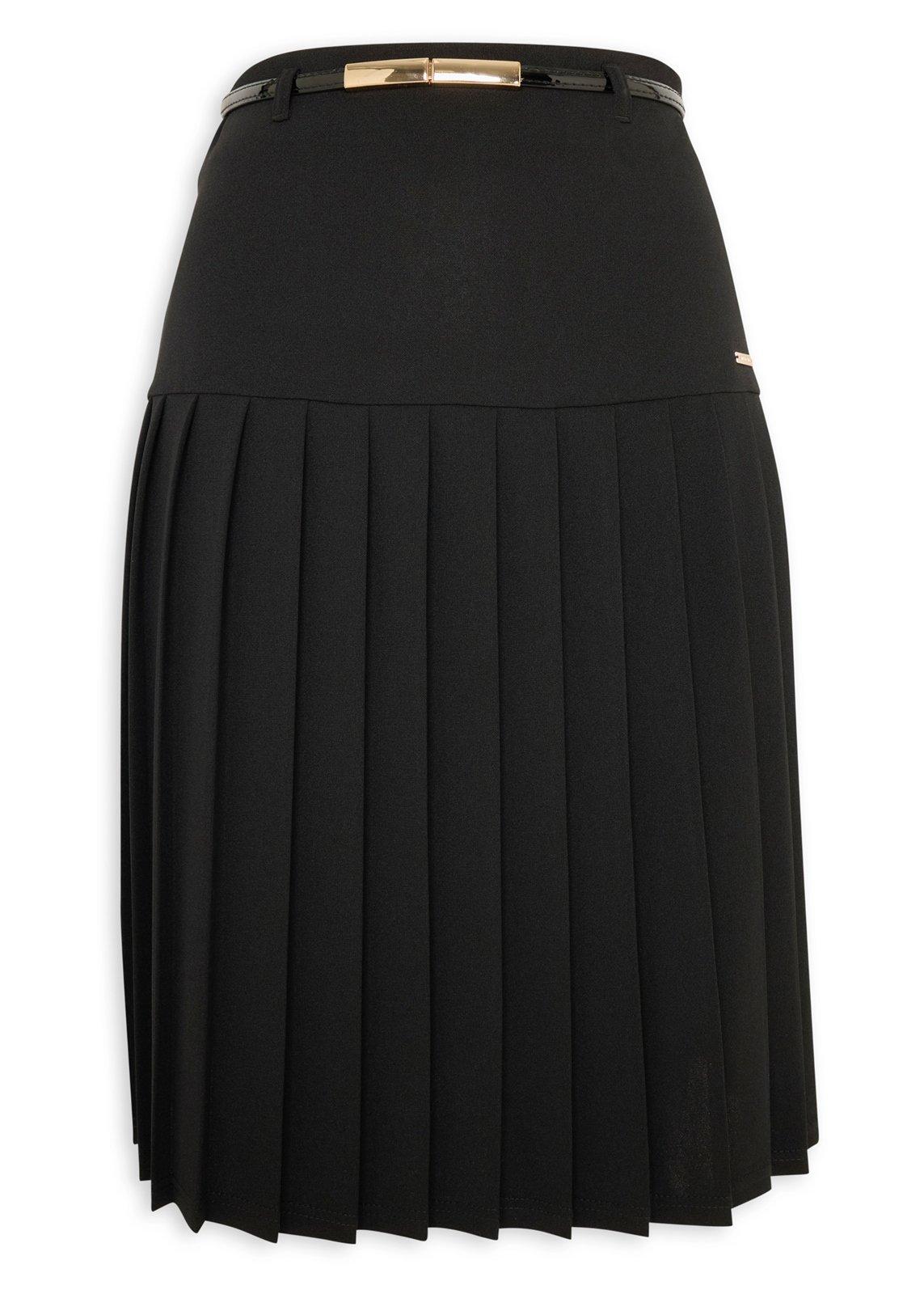 Black Belted Pleated Skirt (3237739) | Daniel Hechter