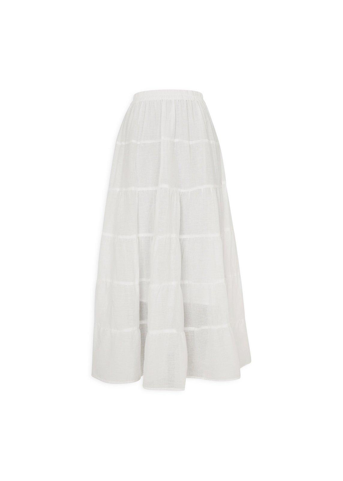 White Tiered Maxi Skirt (3238359) | TRS