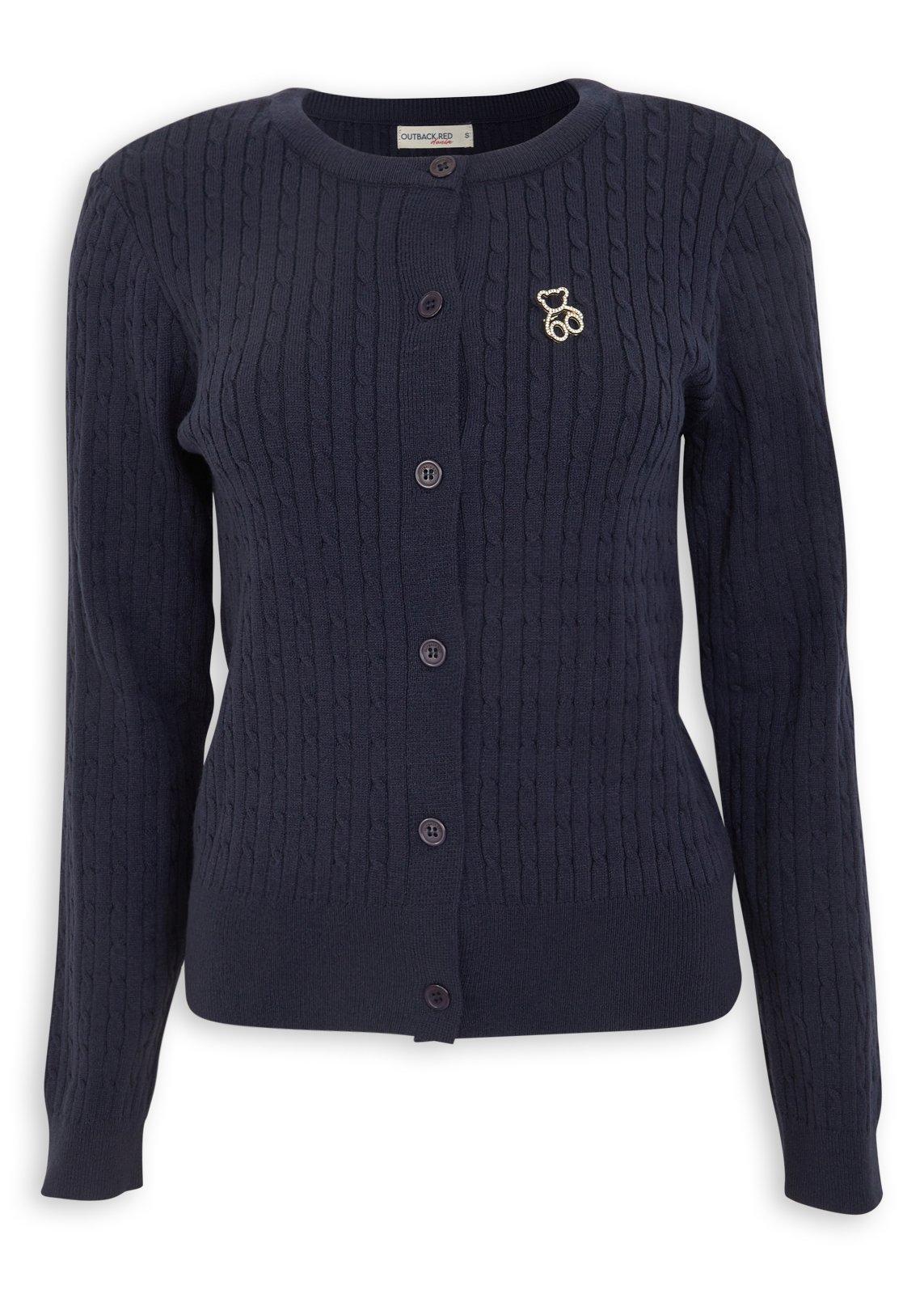 Navy Cabled Cardigan with Embroidery (3238513) | OUTBACK RED