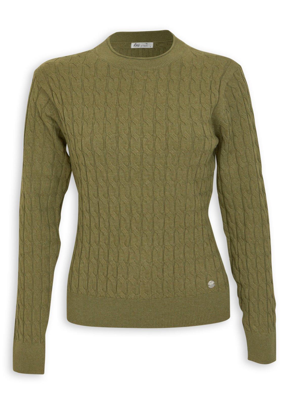 Warm Olive Green Cable Knit Jersey (3238698) | TRS