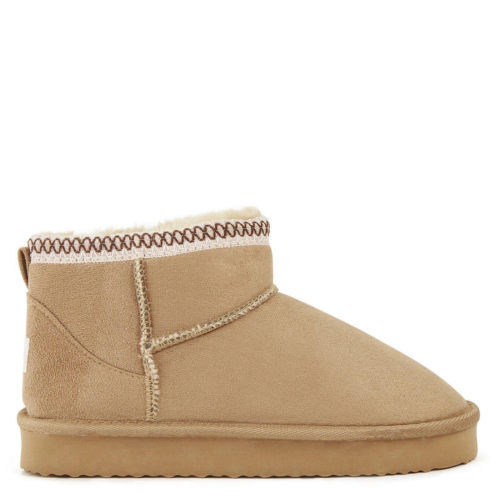 Beige & Pink Embroidered Boot Slippers (3238753) | Identity