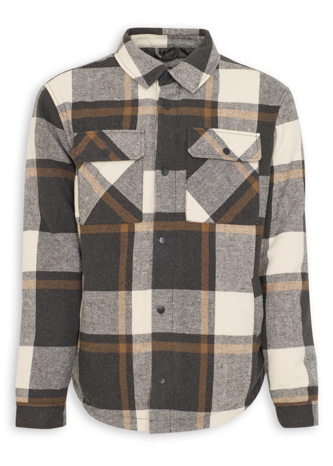 Charcoal Grey Check Shacket (3239240) | UZZI