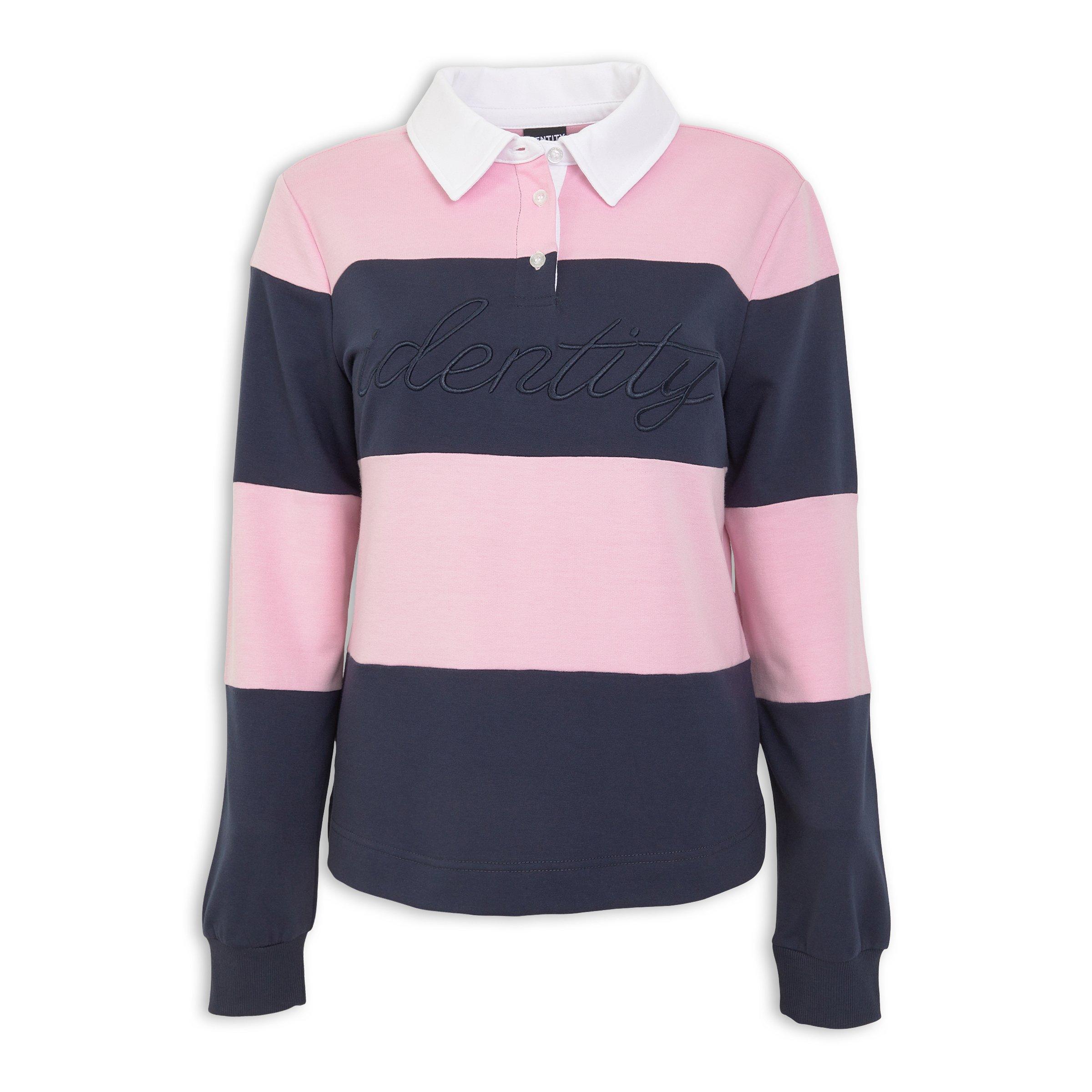 Pink and Navy Stripe Polo Tee (3239505) | Identity