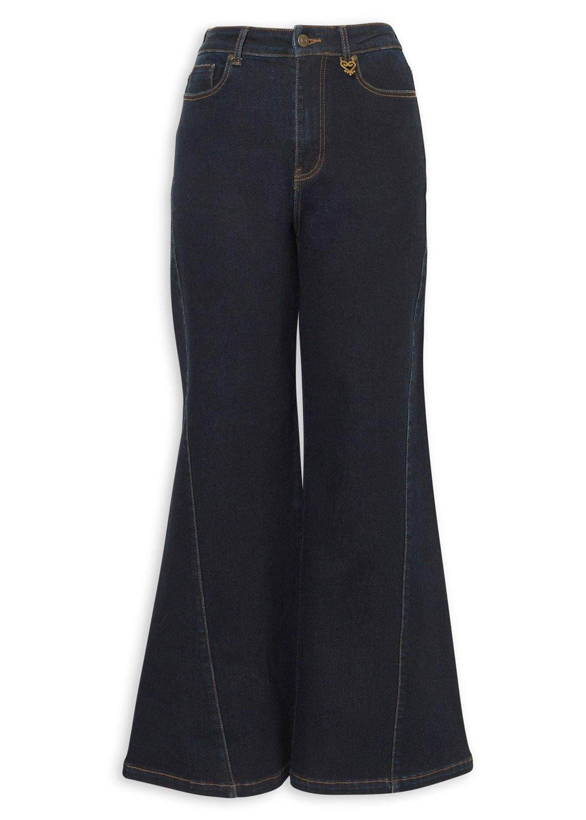 High-Waisted Dark Wash Flare Denim Jeans (3239589) | Ginger Mary