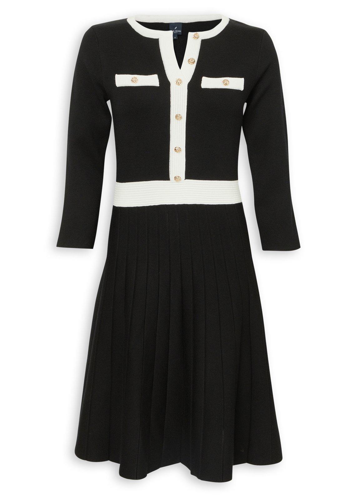 Black & White Tipped Knit Dress (3239636) | Daniel Hechter