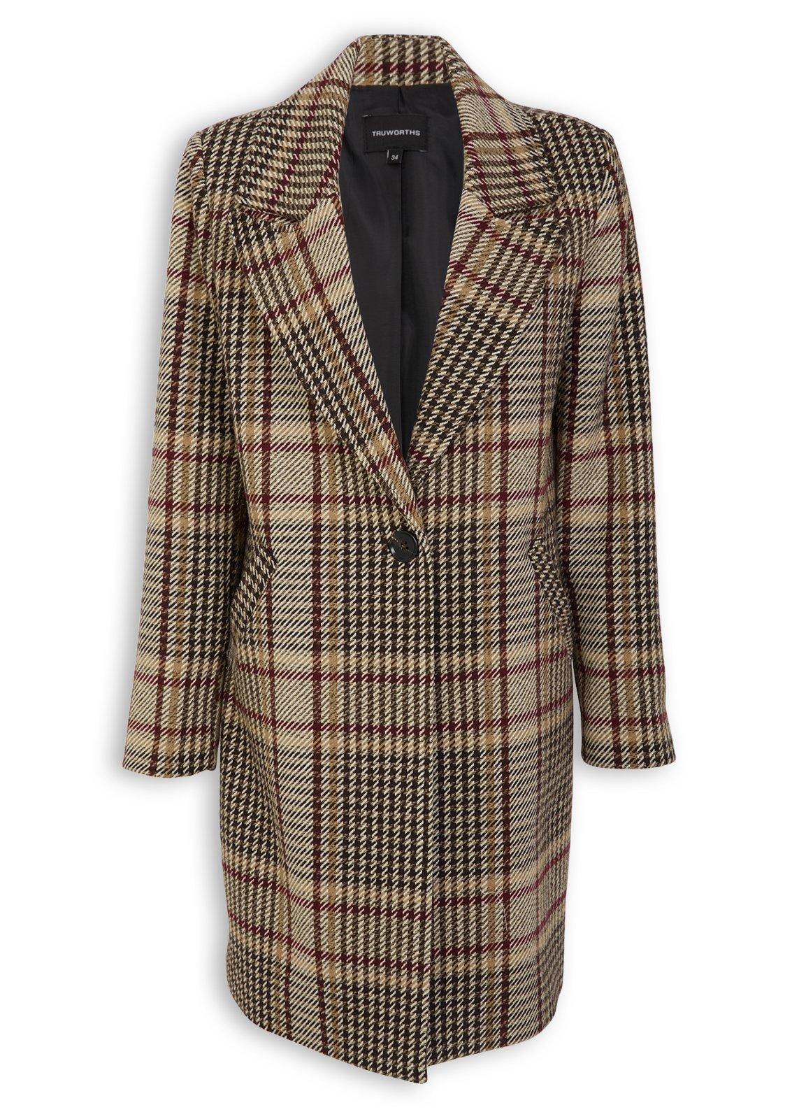 Brown Plaid Check Coat (3240048) | Truworths