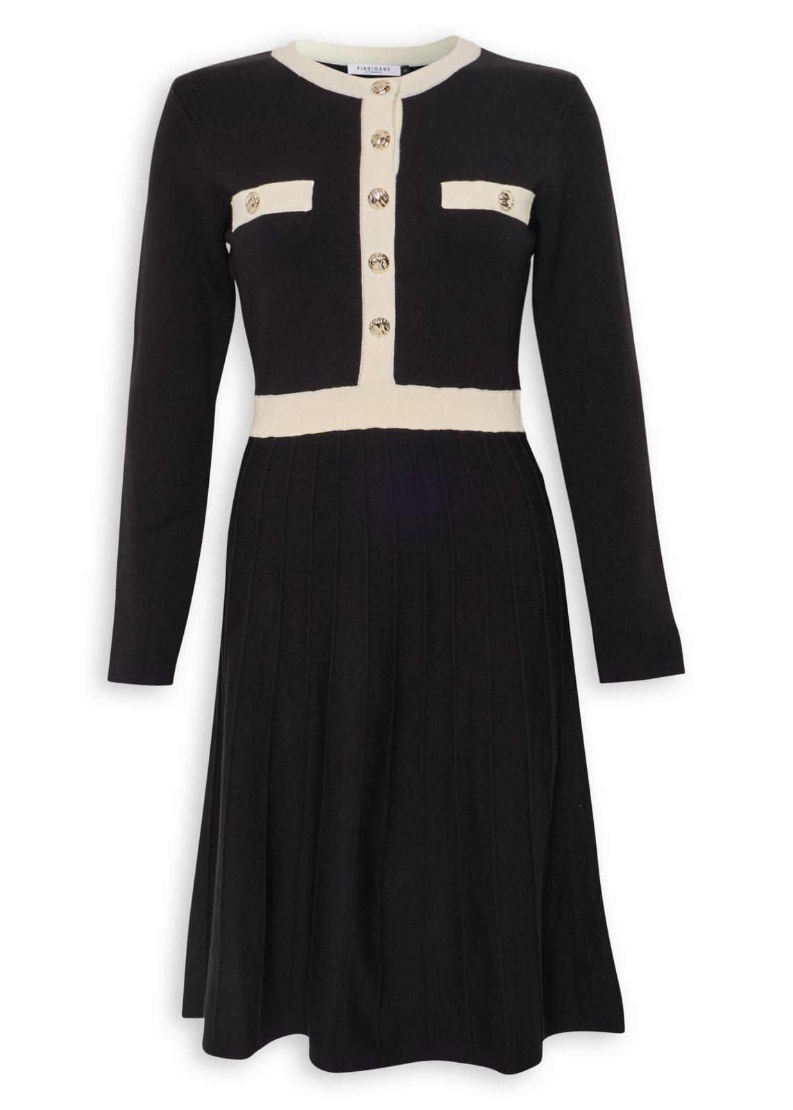 Black White Tipped Knitwear Dress (3240143) | Finnigans