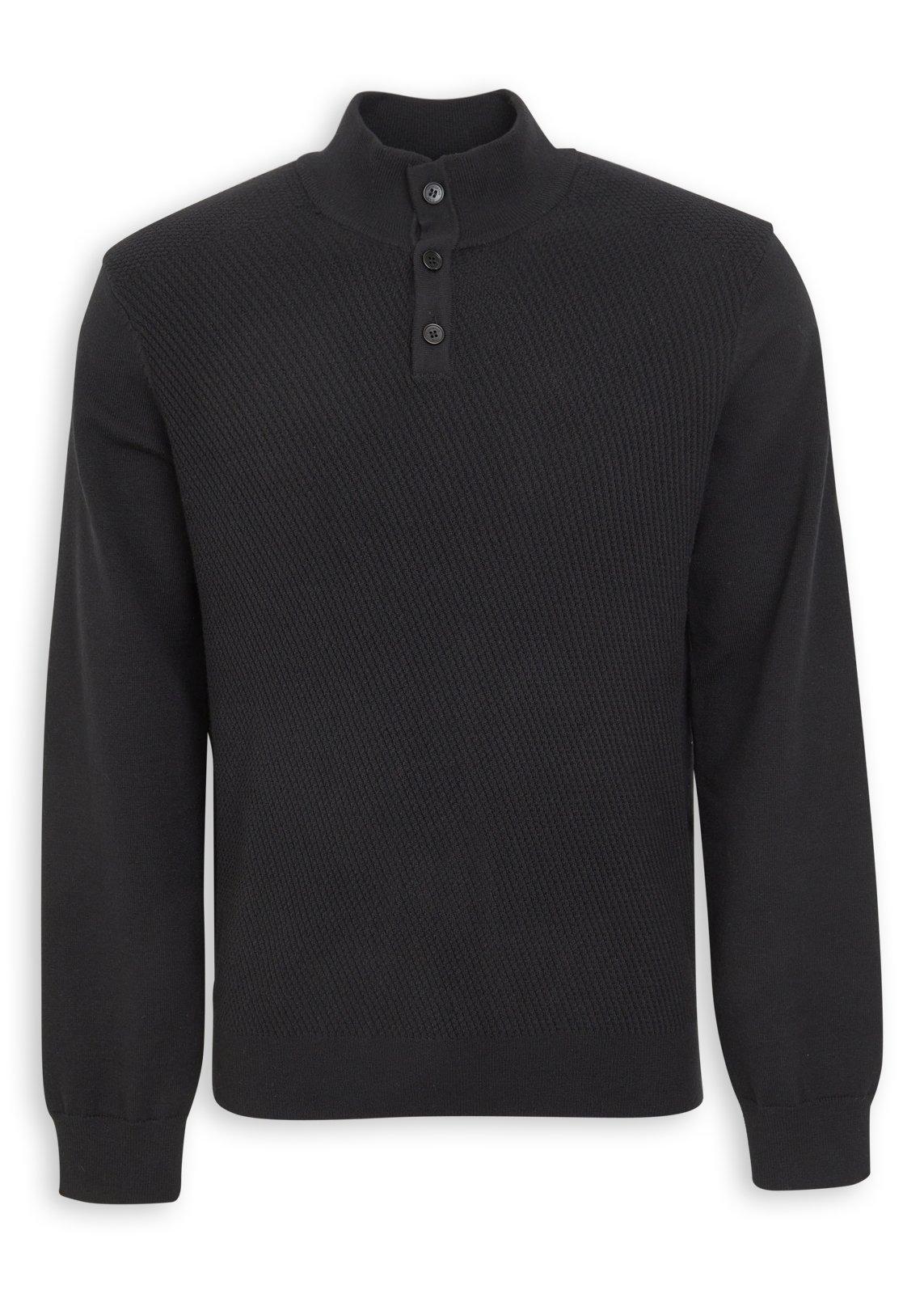 Black Quarter-button Knit Sweater (3240152) | Truworths Man