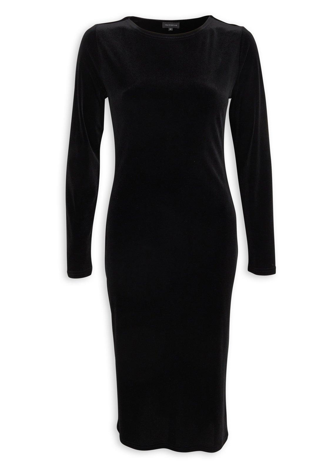 Black Velvet Long Sleeve Dress (3240171) | Truworths