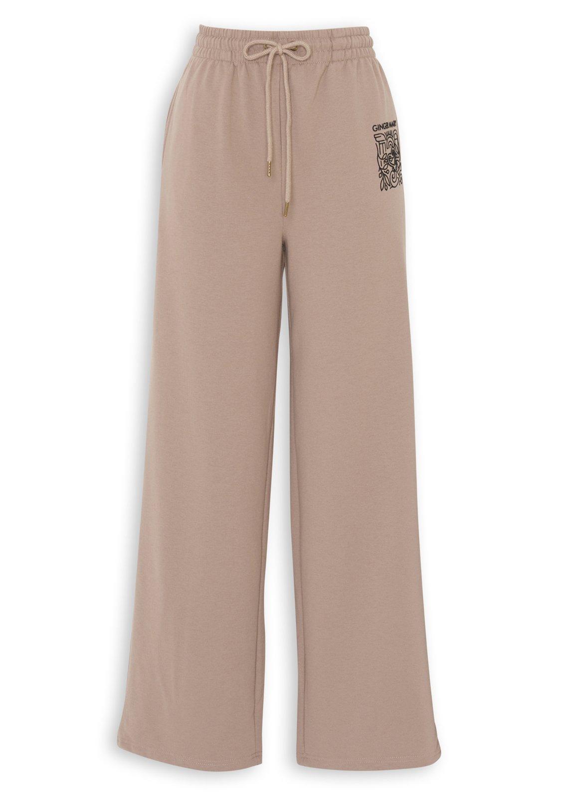 Beige & Black Wide Leg Sweat Pants (3240325) | Ginger Mary