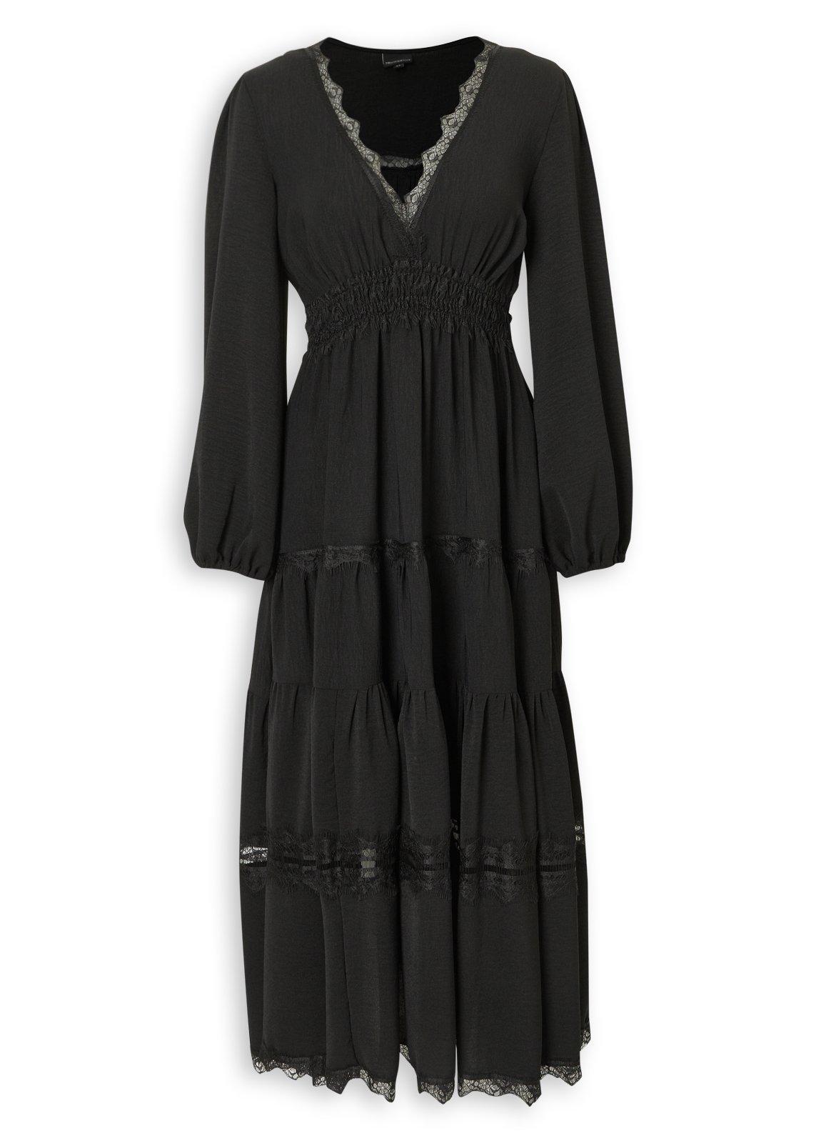 Black Lace Trim Tiered Maxi Dress (3240405) | Truworths