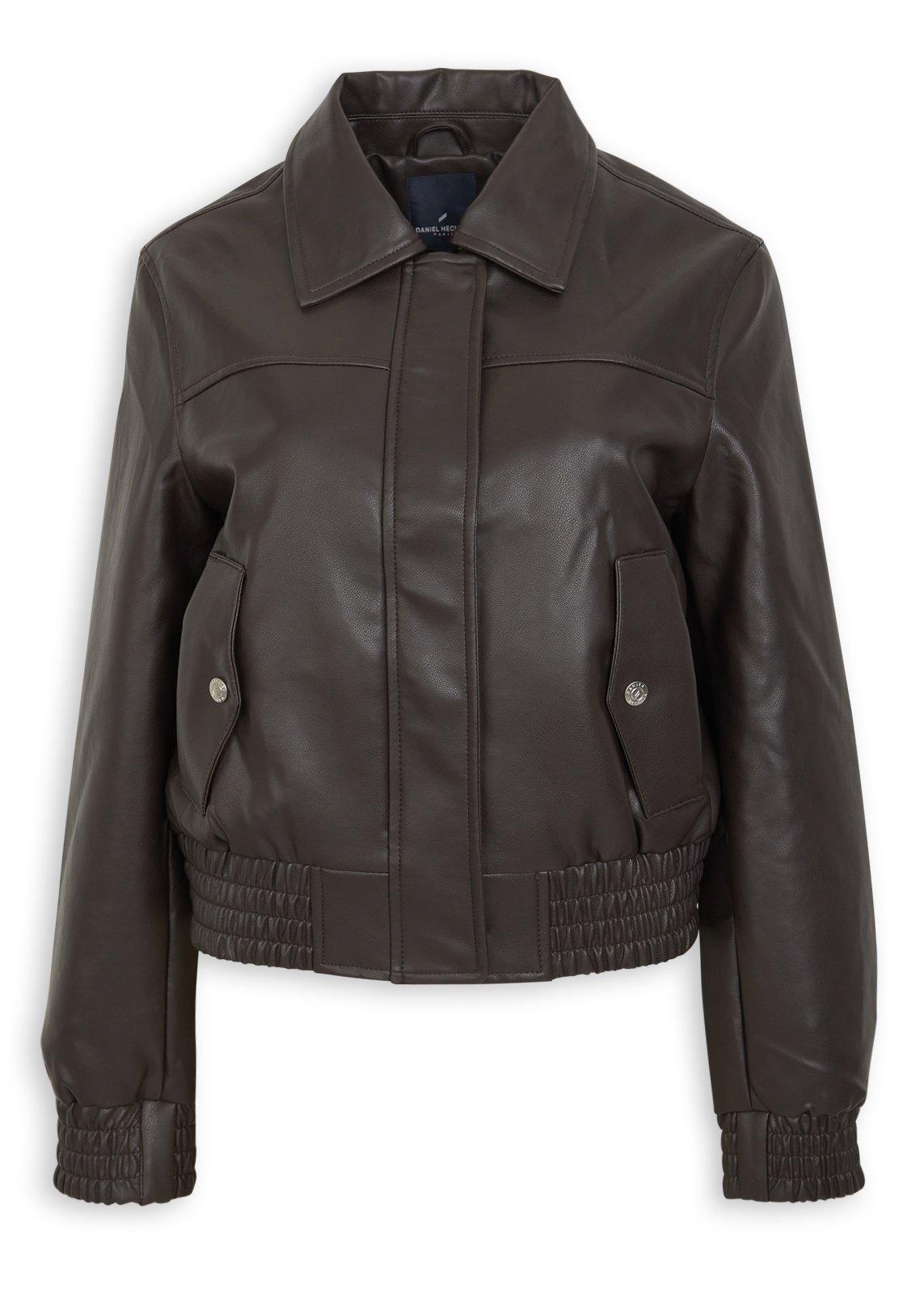 Chocolate Pleather Bomber Jacket (3240464) | Daniel Hechter