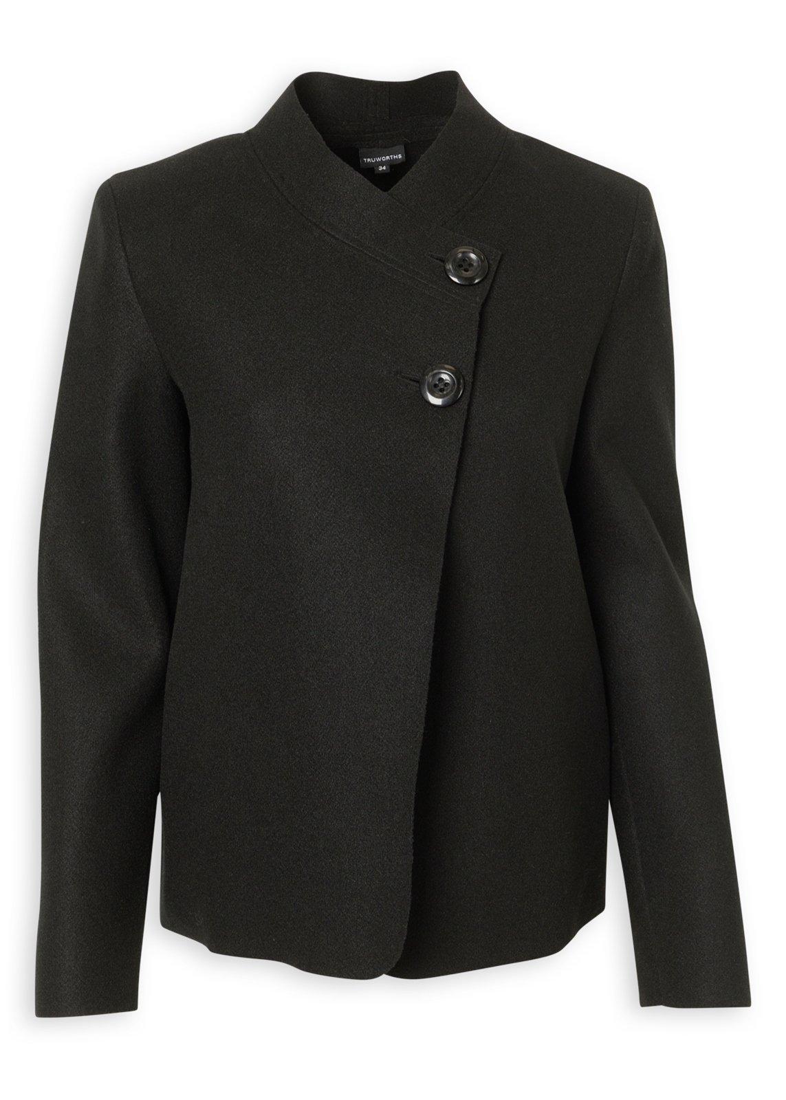 Black Asymmetric Button-Front Jacket (3240594) | Truworths