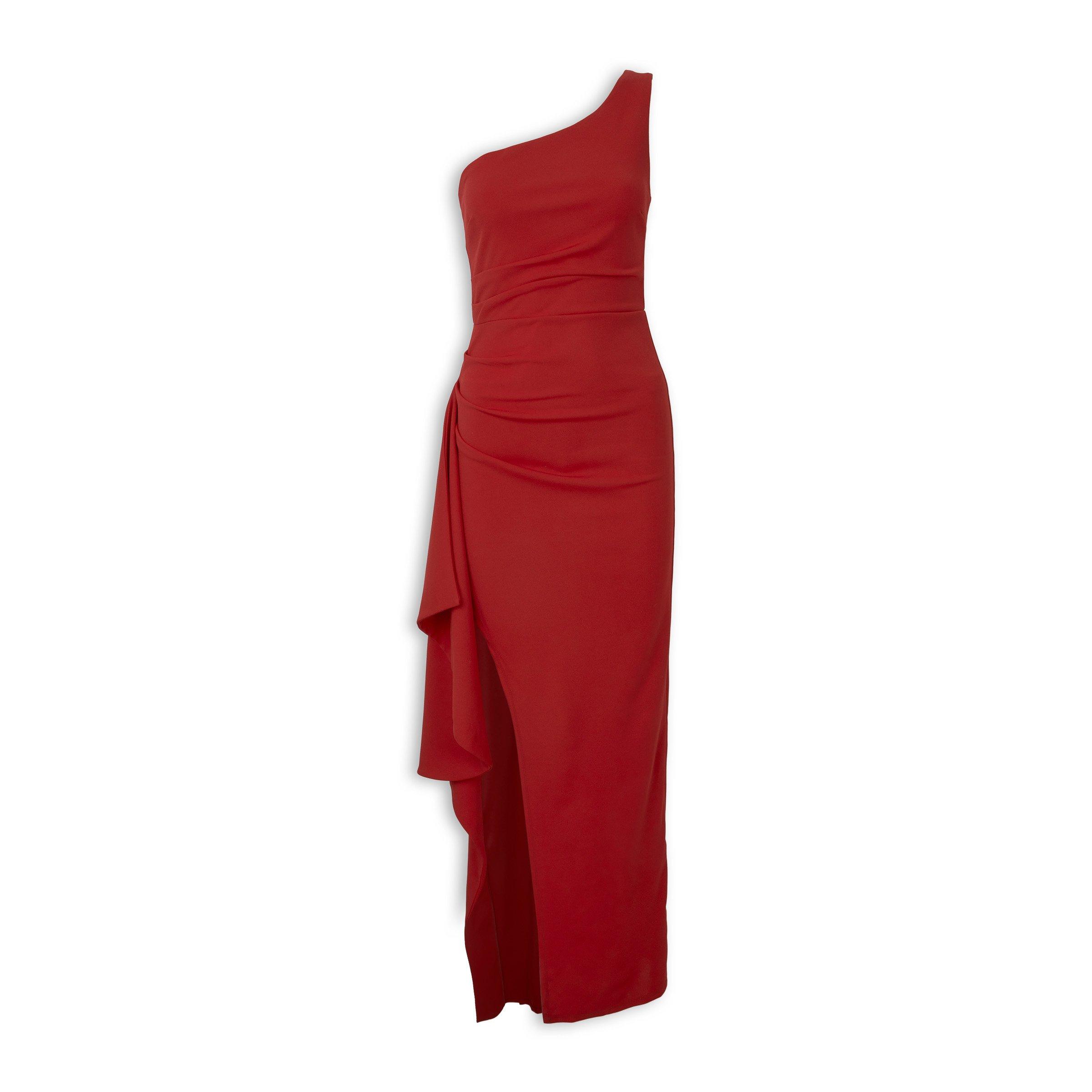 Red One Shoulder Pleat Maxi Dress (3240643) | Miss Friday