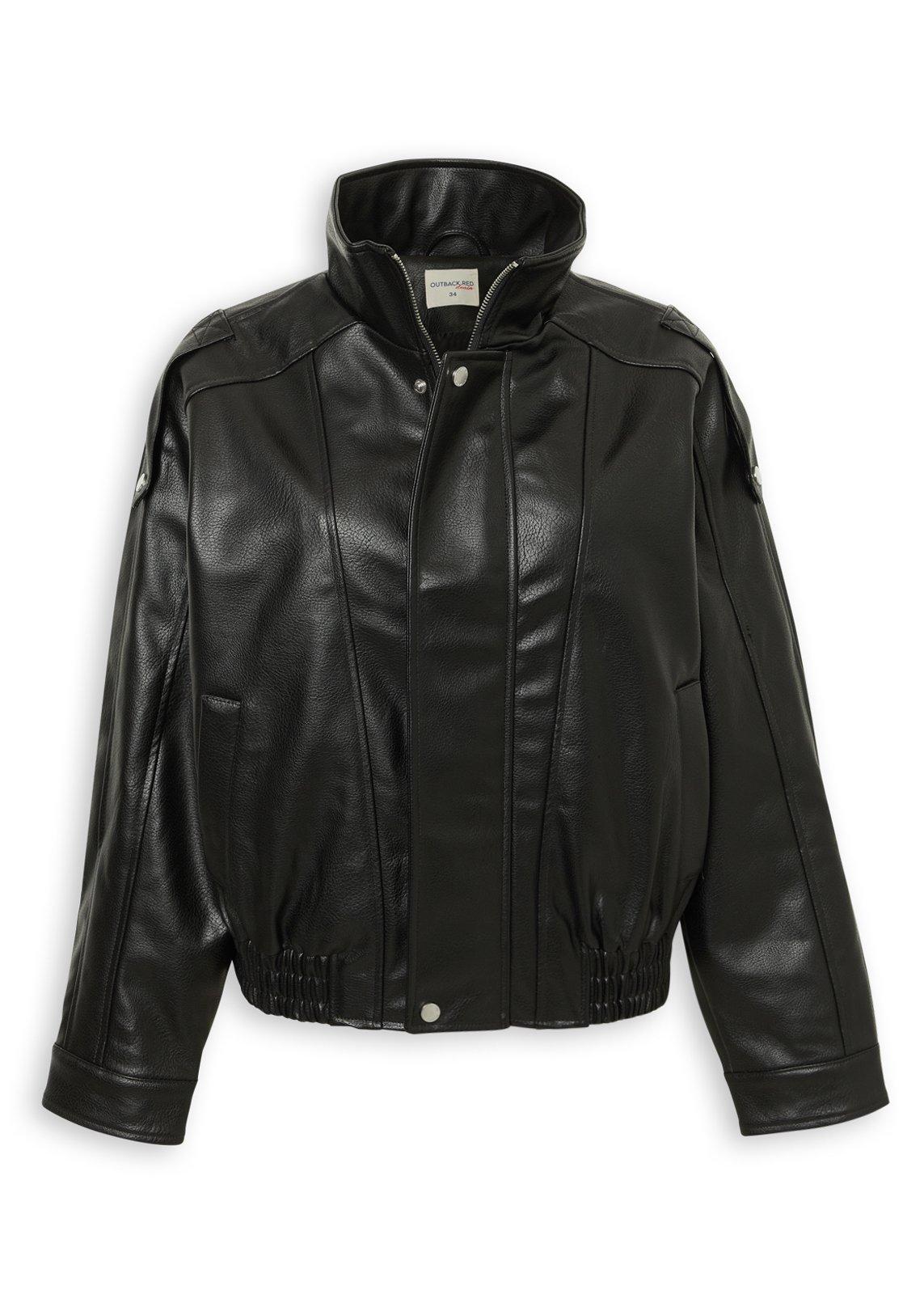 Black Pleather Funnel Bomber Jackets (3240880) | OUTBACK RED