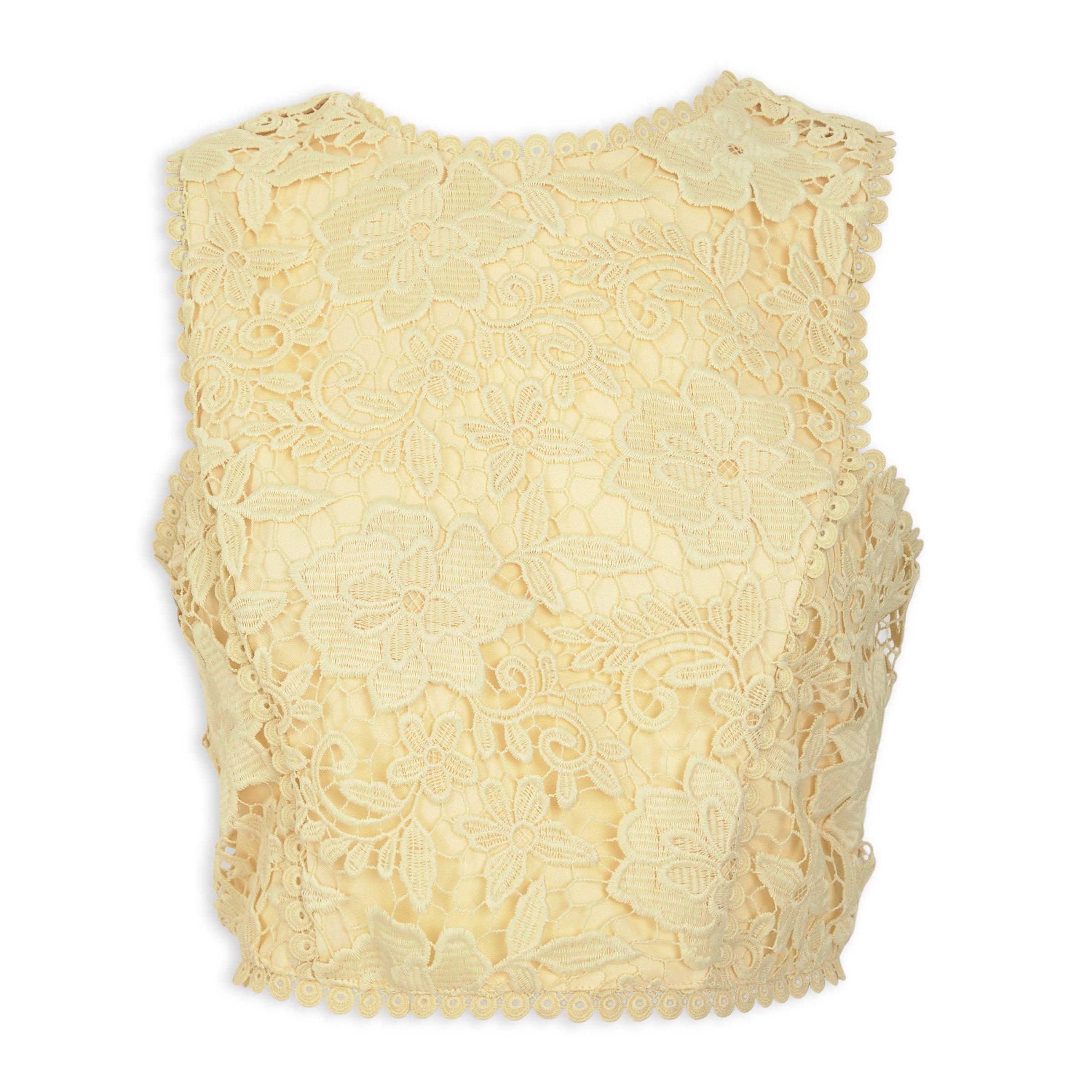 Yellow Lace Crop Top (3240899) | Arlow