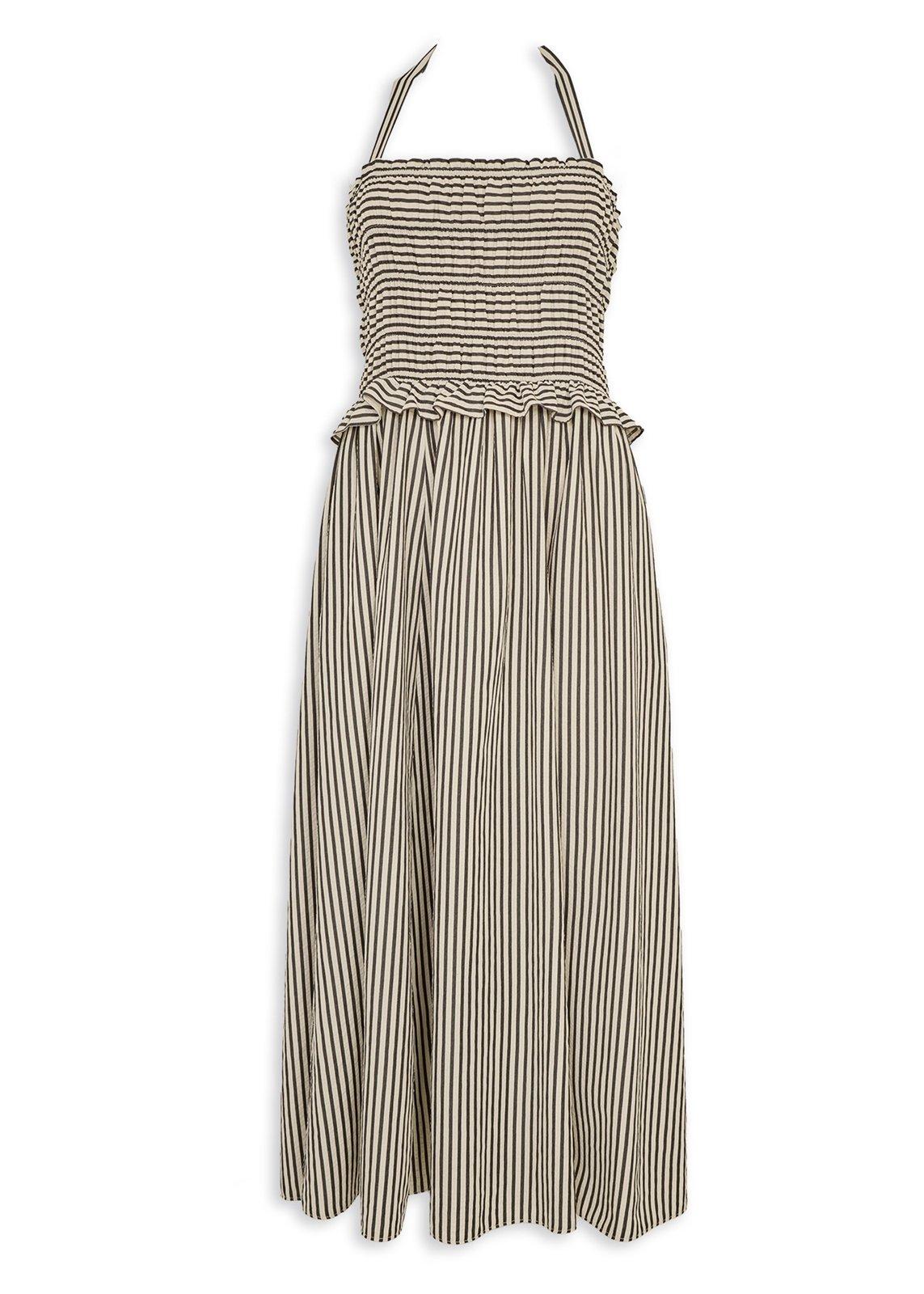 halter light pink dress White Striped Halter Neck Dress main image 1