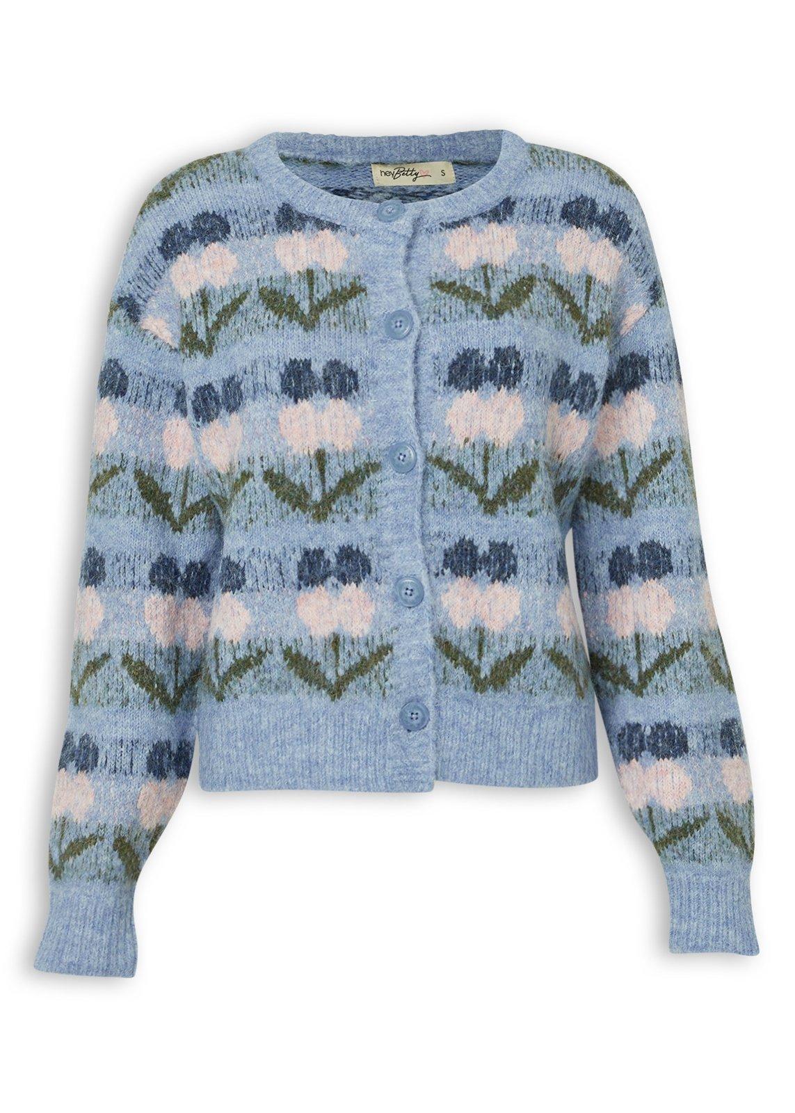 RUDE GALLERY DIA KNIT CARDIGAN ライトブルー Blue Floral Button Cardigan (3241107) | Hey Betty