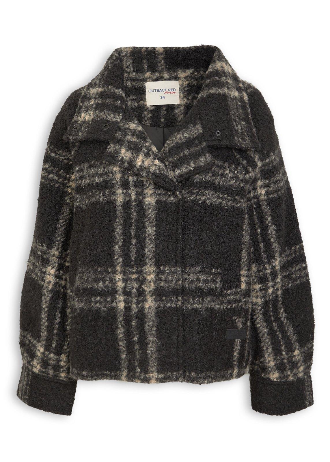 Black Boucle Check Coat (3241127) | OUTBACK RED Black Boucle Check Coat (3241127) | OUTBACK RED
