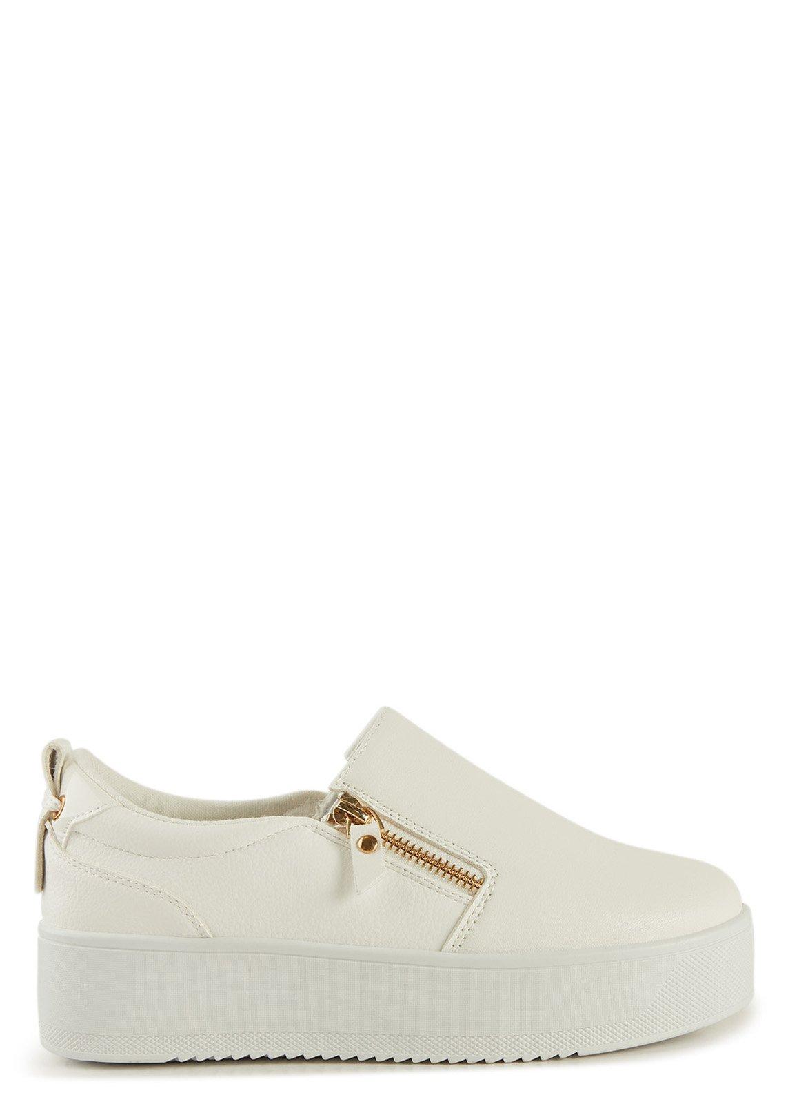 White Platform Zip Sneaker (3241489) | Truworths