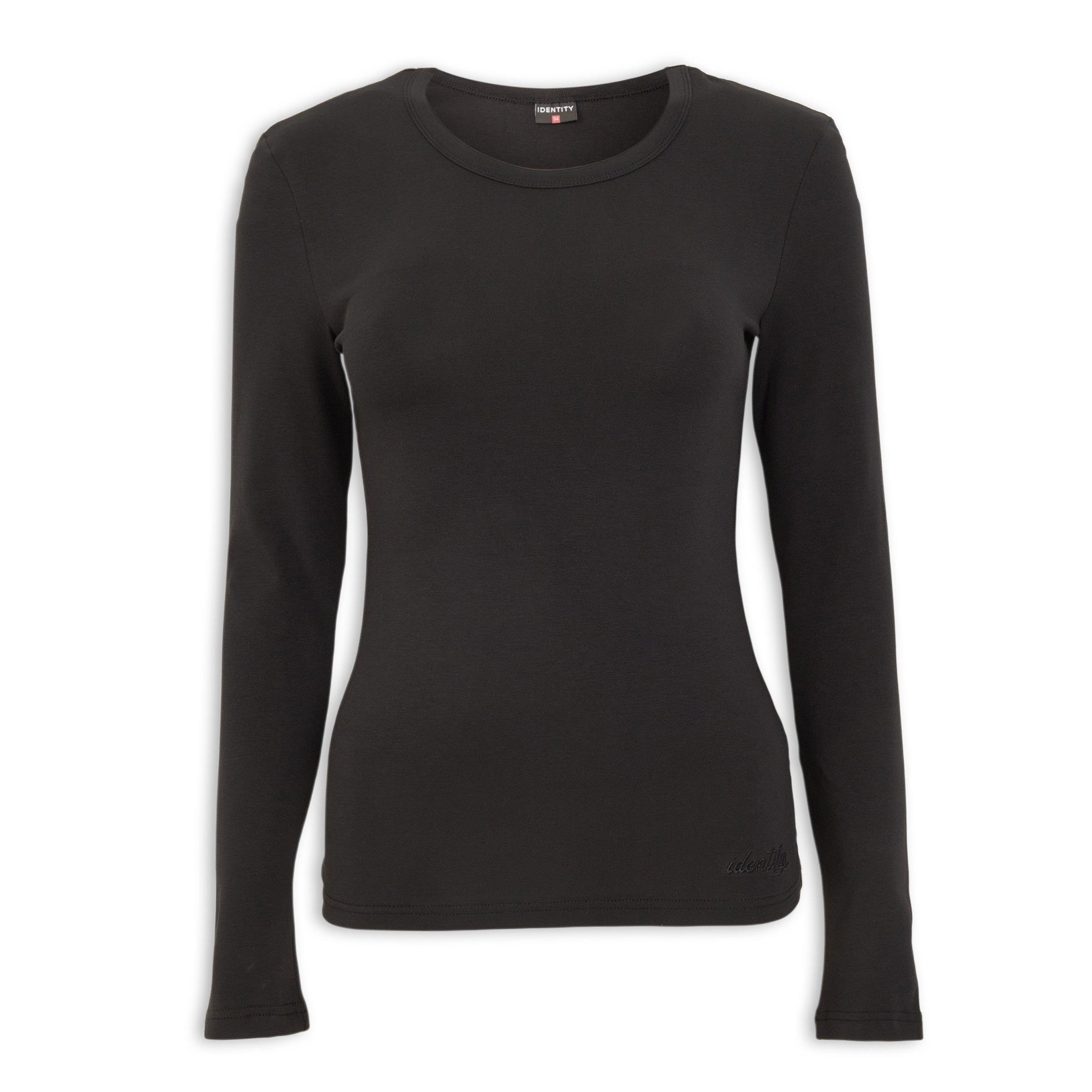 Black Long Sleeve Ribbed Tee (3242148) | Identity
